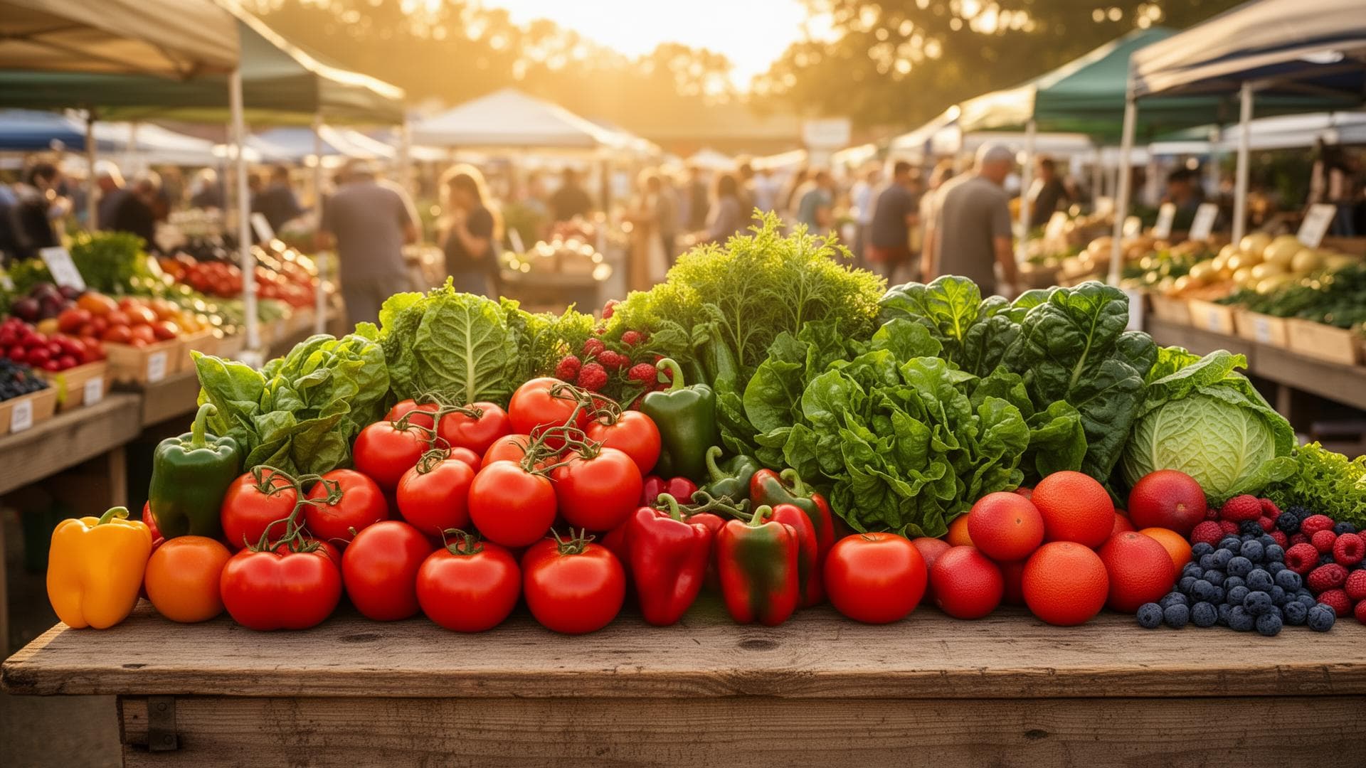 Fresh produce at a farmers market